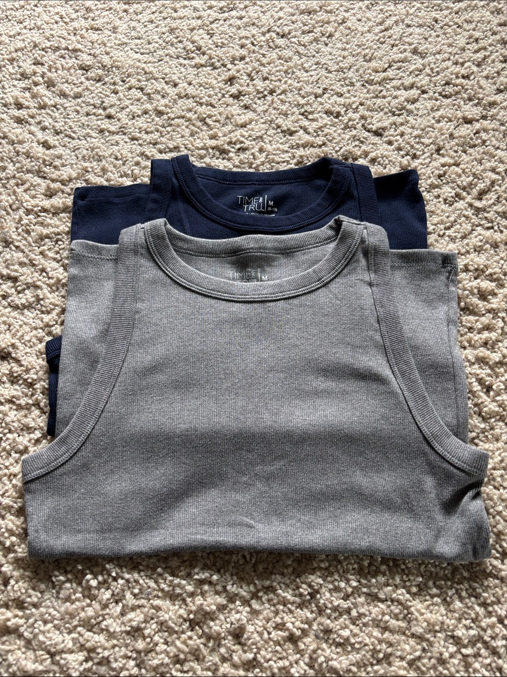 Time and Tru Gray & Navy Sleeveless Tank Tops - 2-Pack